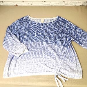 Chico's Blue and White Patterned Blouse